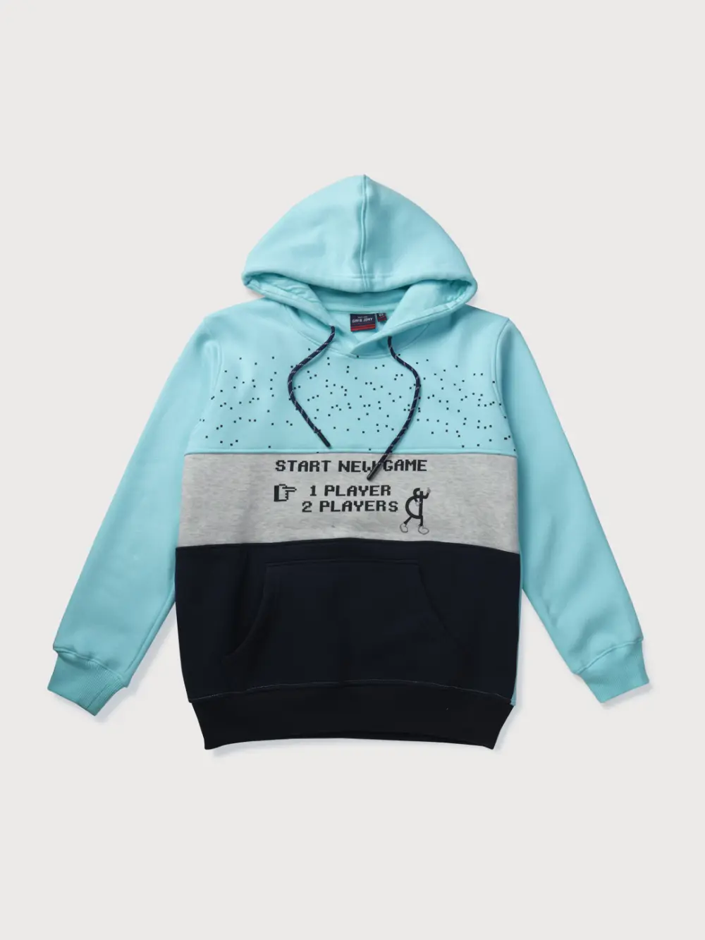 Gini And Jony Boys Blue Color Block Cotton Sweat Shirt Full Sleeves
