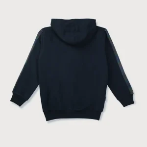 Boys Navy Blue Solid Cotton Knits Jacket Full Sleeves