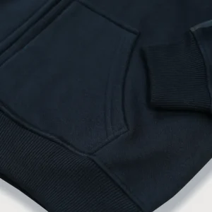 Boys Navy Blue Solid Cotton Knits Jacket Full Sleeves