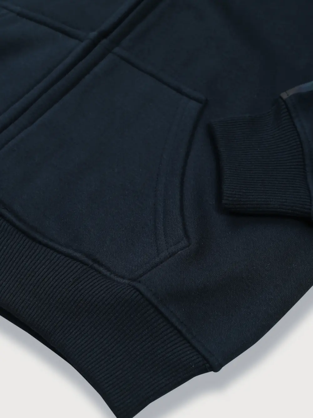 Boys Navy Blue Solid Cotton Knits Jacket Full Sleeves