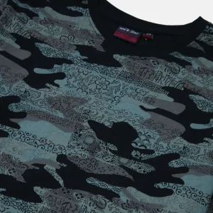 Gini And Jony Boys Teal Camouflage Cotton T-Shirt Full Sleeves