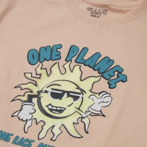 Gini And Jony Boys Peach Graphic Print Cotton T-Shirt Half Sleeves