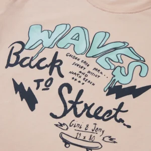 Gini And Jony Boys Peach Typographic Print Cotton T-Shirt Half Sleeves