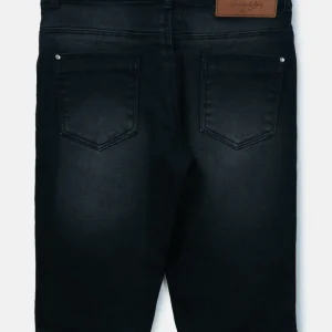 Gini And Jony Girls Navy Blue Solid Denim Fixed Waist Pedal Pusher
