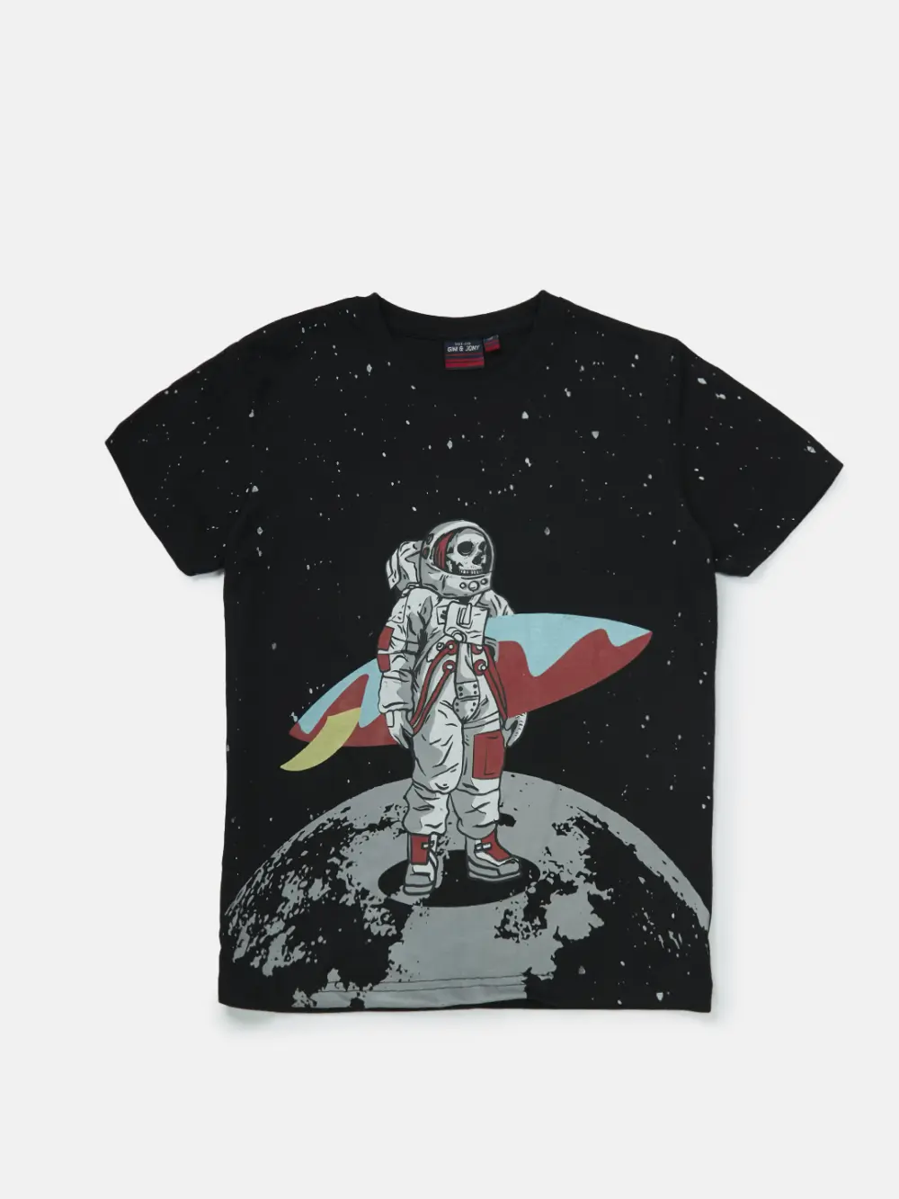 Gini And Jony Boys Black Graphic Cotton T-Shirt Half Sleeves