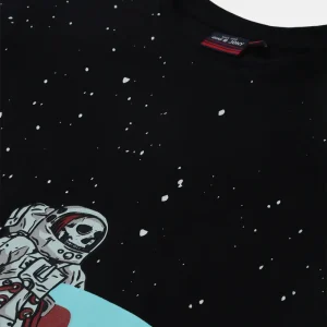 Gini And Jony Boys Black Graphic Cotton T-Shirt Half Sleeves