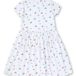 Gini And Jony Girls White Conversational Cotton Dress Half Sleeves