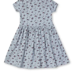 Gini And Jony Girls Grey Conversational Print Dress Half Sleeves