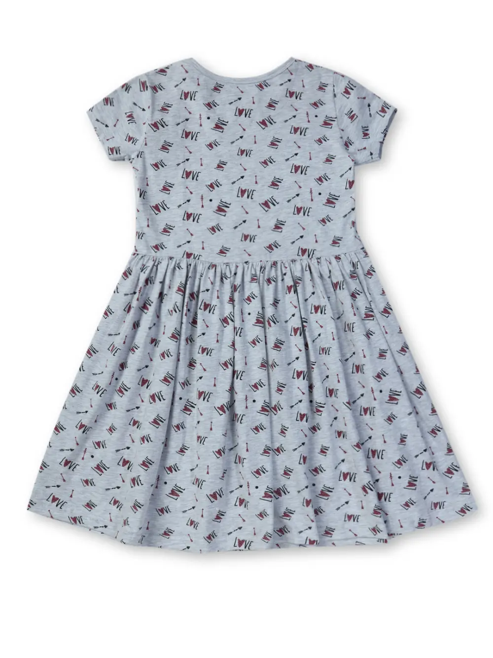 Gini And Jony Girls Grey Conversational Print Dress Half Sleeves