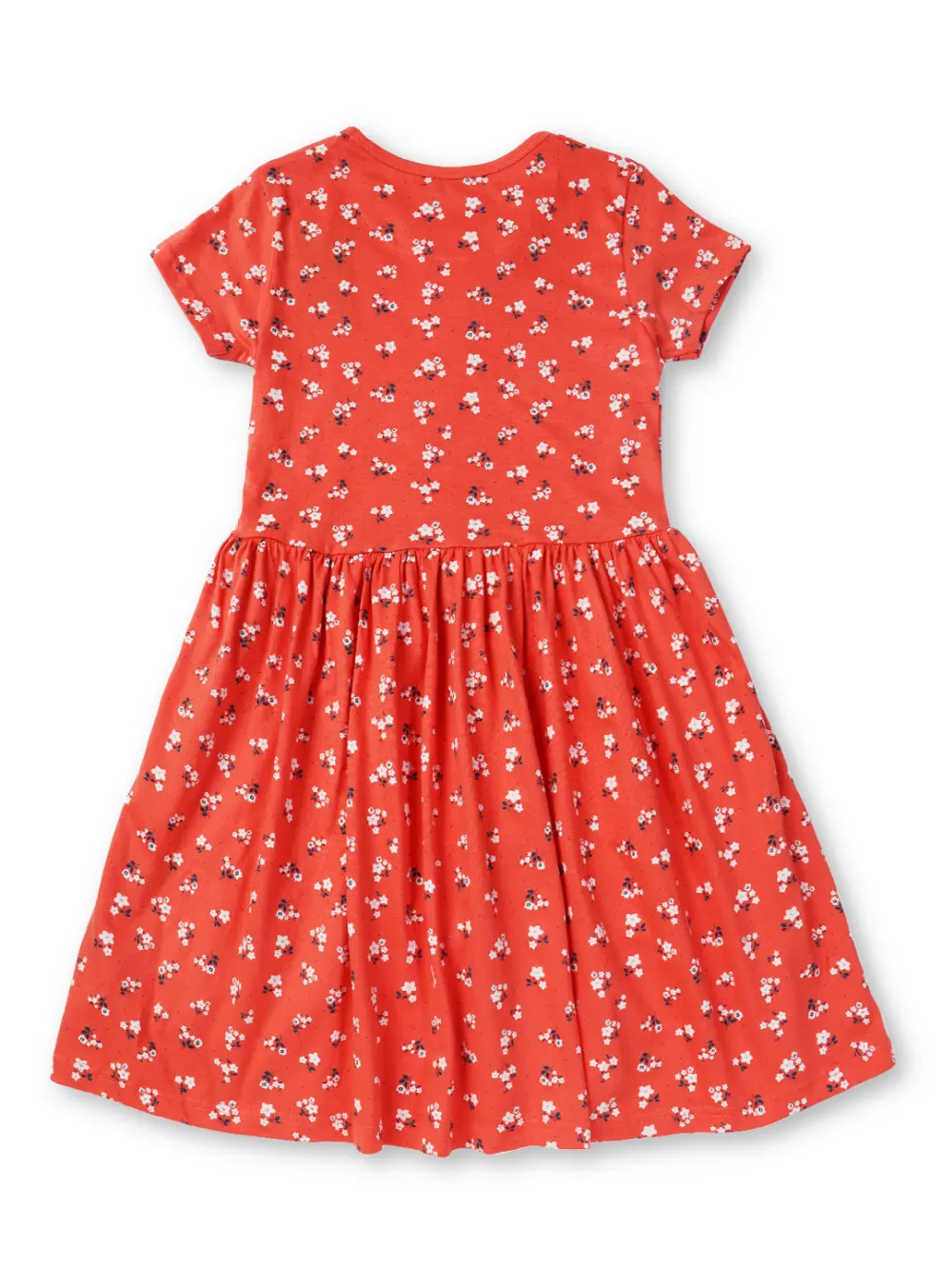 Gini And Jony Girls Orange Floral Cotton Dress Half Sleeves