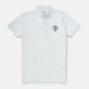Gini And Jony Boys White Solid Cotton Polo T-Shirt Half Sleeves