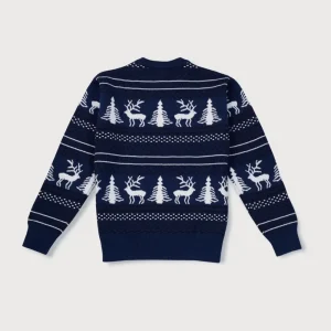 Gini & Jony Boys Navy Printed Woven Full Sleeves Sweater