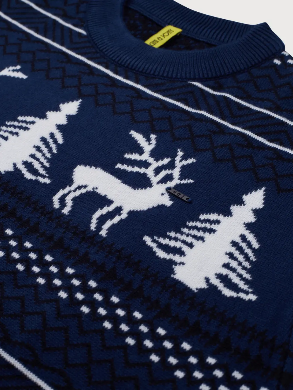 Gini & Jony Boys Navy Printed Woven Full Sleeves Sweater