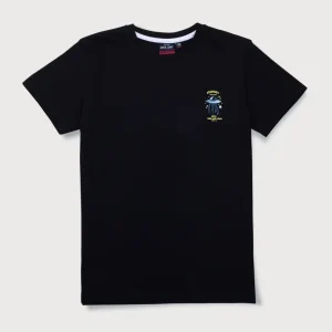 Gini And Jony Boys Black Graphic Print Cotton T-Shirt Half Sleeves