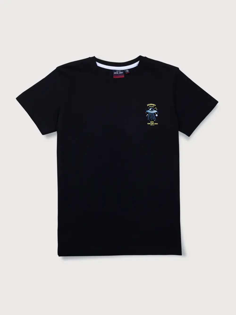 Gini And Jony Boys Black Graphic Print Cotton T-Shirt Half Sleeves
