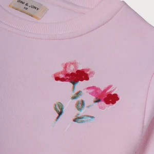 Gini & Jony Girls Pink Printed Woven Full Sleeves Sweat Shirt