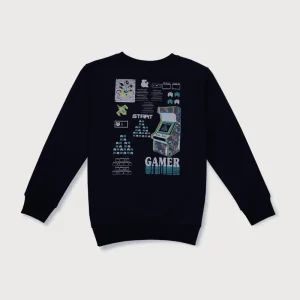 Boys Blue Cotton Printed Sweatshirt