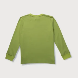 Gini & Jony Boys Green Solid Knits Full Sleeves T-Shirt