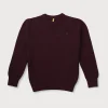 Gini & Jony Boys Red Solid Woven Full Sleeves Sweater
