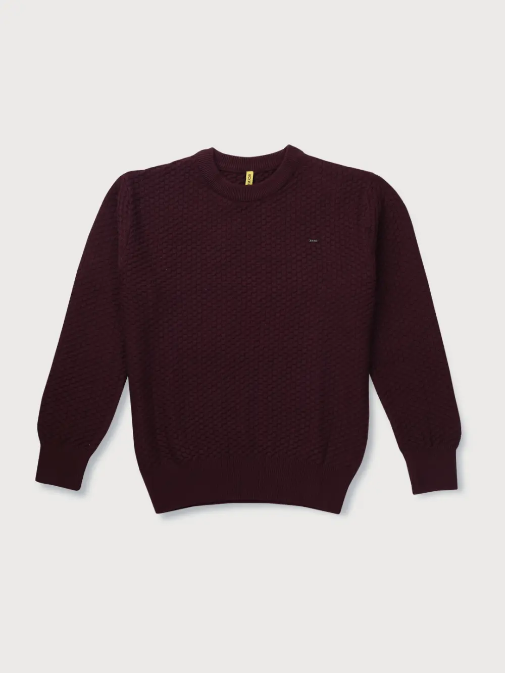 Gini & Jony Boys Red Solid Woven Full Sleeves Sweater