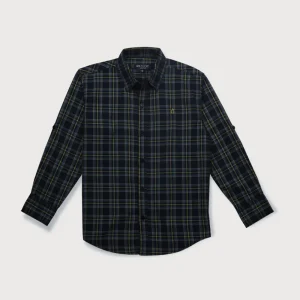 Gini And Jony Boys Navy Blue Checks Cotton Shirt Full Sleeves