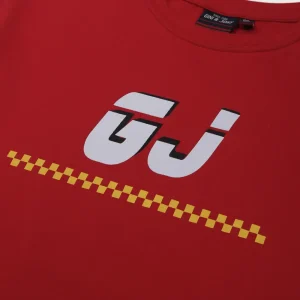 Gini & Jony Boys Red Printed Knit T-Shirt Half Sleeves
