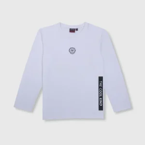 Gini & Jony Boys White Printed Knits T-Shirt Full Sleeves
