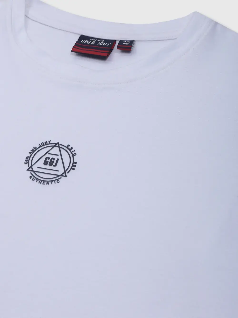 Gini & Jony Boys White Printed Knits T-Shirt Full Sleeves