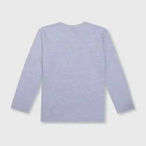 Gini & Jony Boys Blue Printed Cotton Full Sleeves T-Shirt
