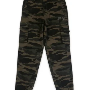 Gini And Jony Boys Green Camouflage Cotton Trouser Elasticated