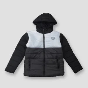 Gini And Jony Boys Black Color Block Taffeta Heavy Winter Jacket Full Sleeves