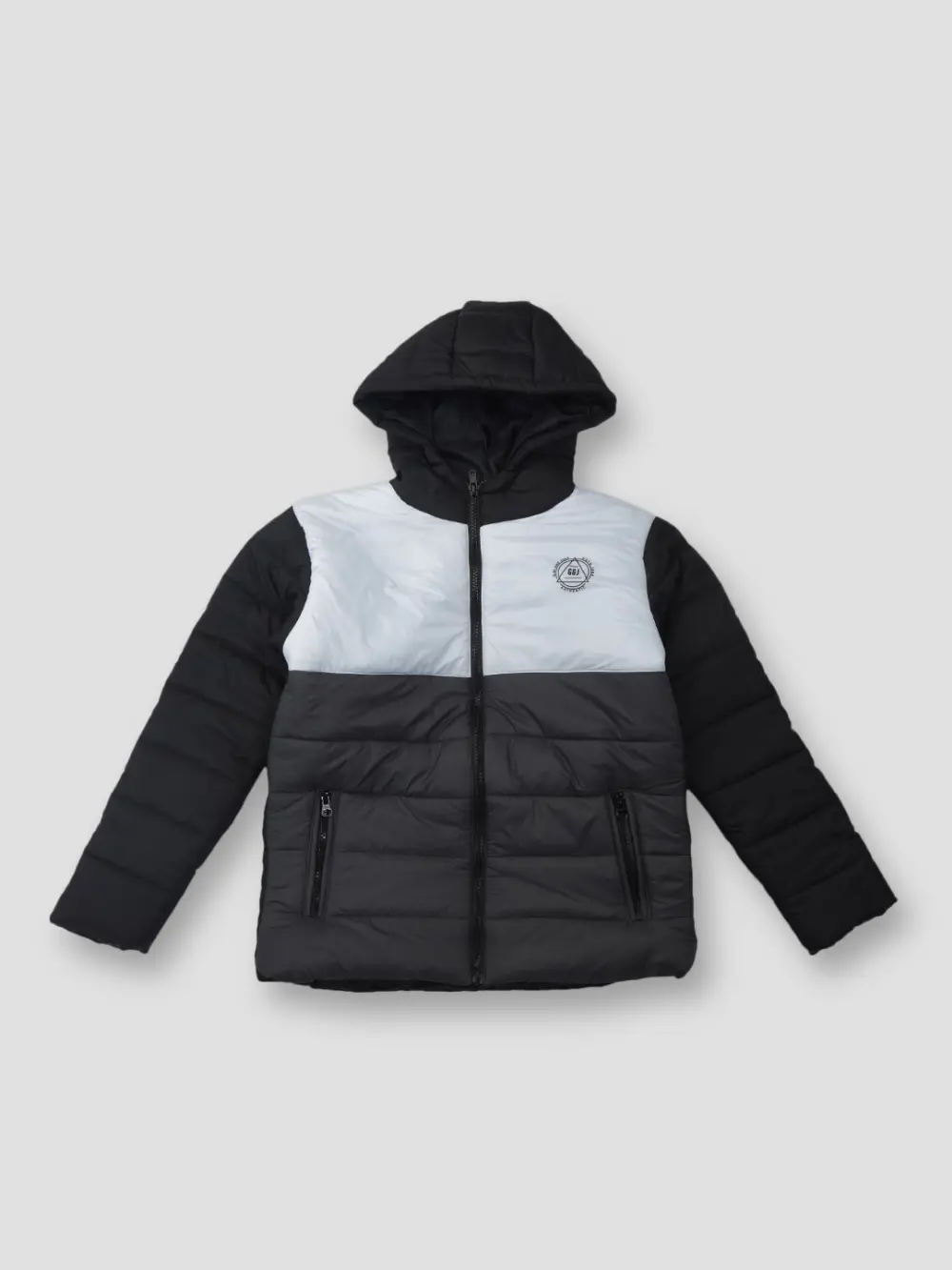 Gini And Jony Boys Black Color Block Taffeta Heavy Winter Jacket Full Sleeves