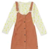 Gini & Jony Girls Green Printed Denim Half Sleeves Dungree