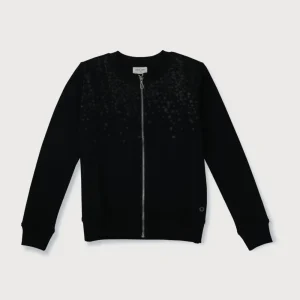Gini And Jony Girls Black Printed Cotton Knits Jacket Full Sleeves