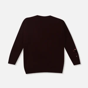 Gini And Jony Girls Maroon Sequin Acrylic Sweater Full Sleeves 9-10Y