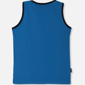 Gini And Jony Boys Blue Graphic Print Cotton Sleeveless Sando