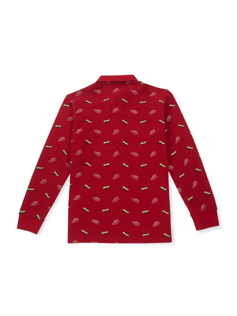 Gini And Jony Boys Red Printed Cotton Full Sleeves Polo T-Shirt