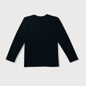 Gini & Jony Boys Black Printed Cotton T-Shirt Full Sleeves