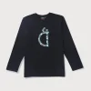 Gini & Jony Boys Black Printed Cotton T-Shirt Full Sleeves