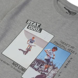Gini & Jony Boys Grey Printed Cotton Full Sleeves T-Shirt
