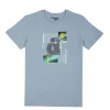 Gini & Jony Boys Blue Printed Cotton T-Shirt Half Sleeves