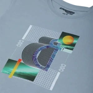 Gini & Jony Boys Blue Printed Cotton T-Shirt Half Sleeves