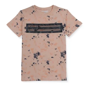 Gini And Jony Boys Peach Abstract Cotton T-Shirt Half Sleeves