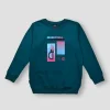 Gini And Jony Boys Teal Graphic Print Cotton Sweat Shirt Full Sleeves