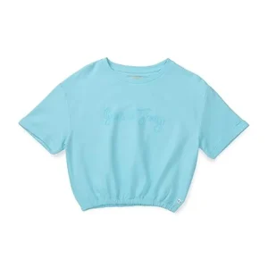 Gini & Jony Girls Blue Solid Cotton Half Sleeves Knits Top