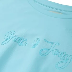 Gini & Jony Girls Blue Solid Cotton Half Sleeves Knits Top