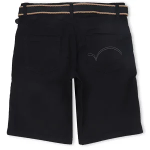 Gini And Jony Boys Black Solid Cotton Bermuda Fixed Waist
