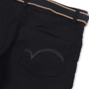 Gini And Jony Boys Black Solid Cotton Bermuda Fixed Waist