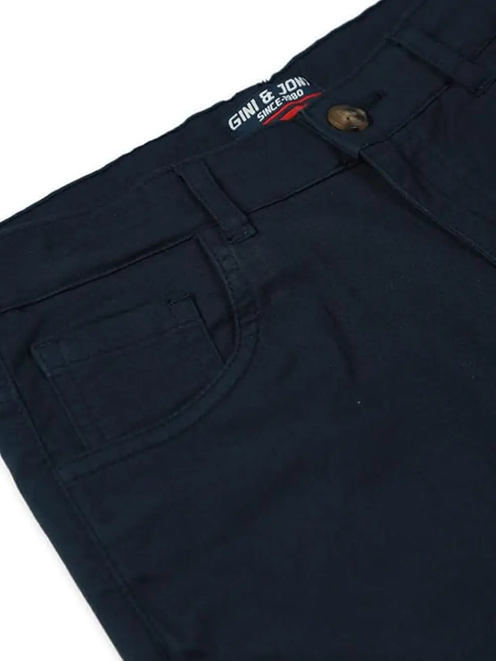 Gini & Jony Boys Blue Solid Cotton Fixed Waist Bermuda