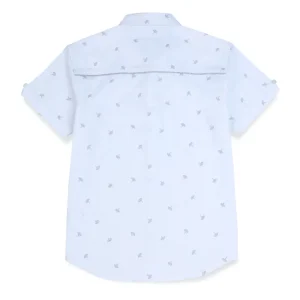 Gini And Jony Boys White Printed Cotton Shirt Half Sleeves